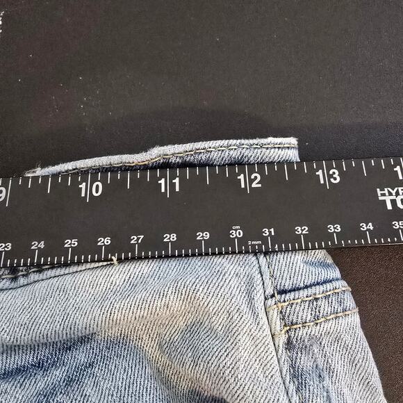 DAZE Women's Distressed Frayed Hem Button Fly High Rise Denim Jean Shorts Sz 25 - Picture 11 of 13